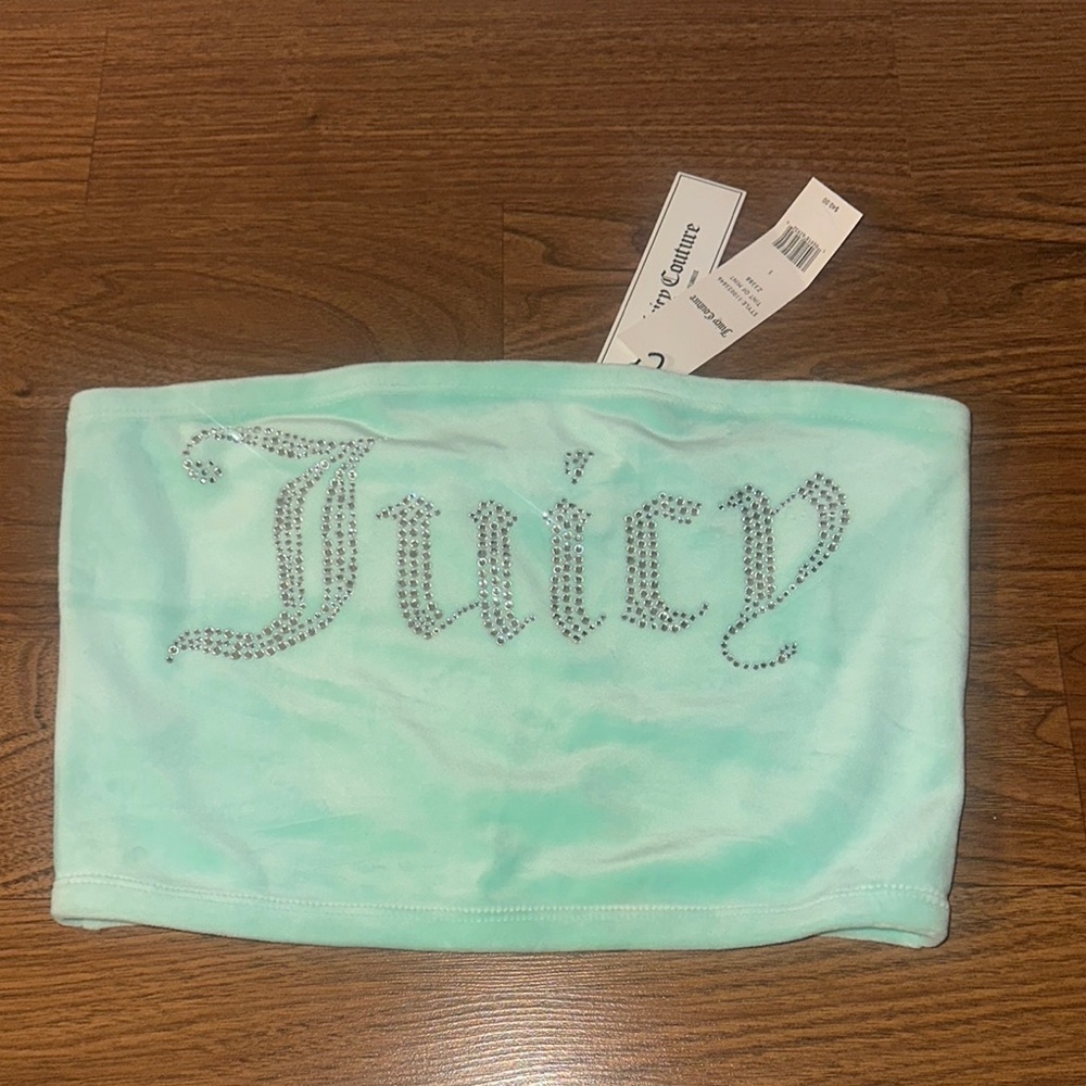 Juicy Couture Mint Velour Rhinestone Tube Top NWT
